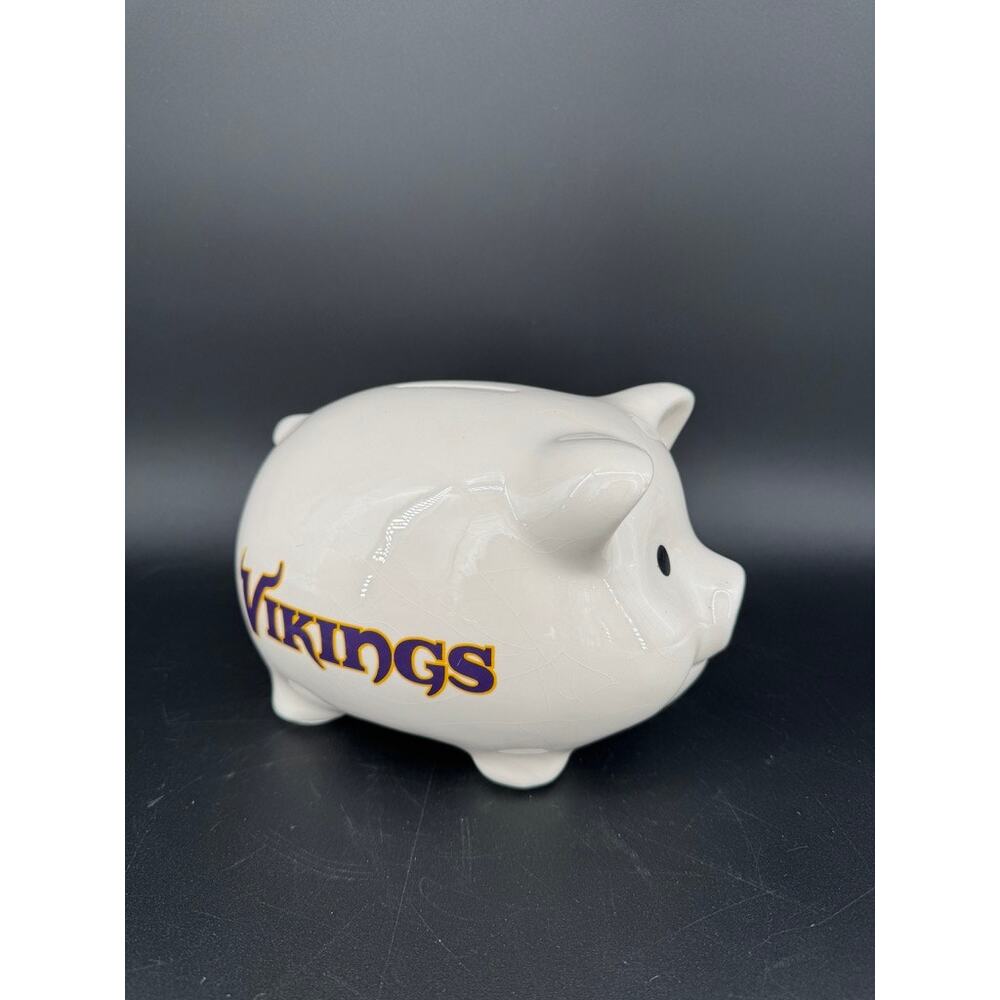 2012 Minnesota Vikings Ceramic Piggy Bank NFL Football 7" C.R. Gibson
